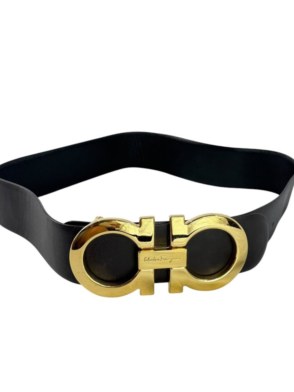 SALVATORE FERRAGAMO Gancini Reversible Black Brown Leather Large Buckle 28/70